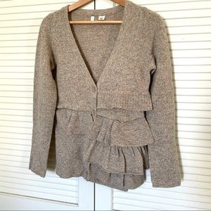 Anthropologie Moth Wool Blend V-Neck Cardigan Sweater Size S